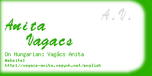 anita vagacs business card